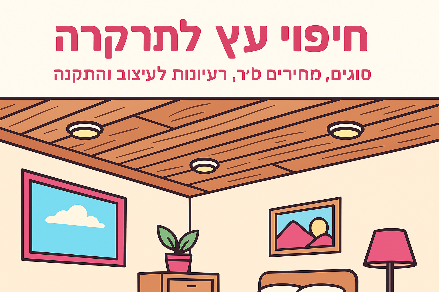 חיפוי עץ לתקרה: סוגים, מחירים למ״ר, רעיונות לעיצוב והתקנה