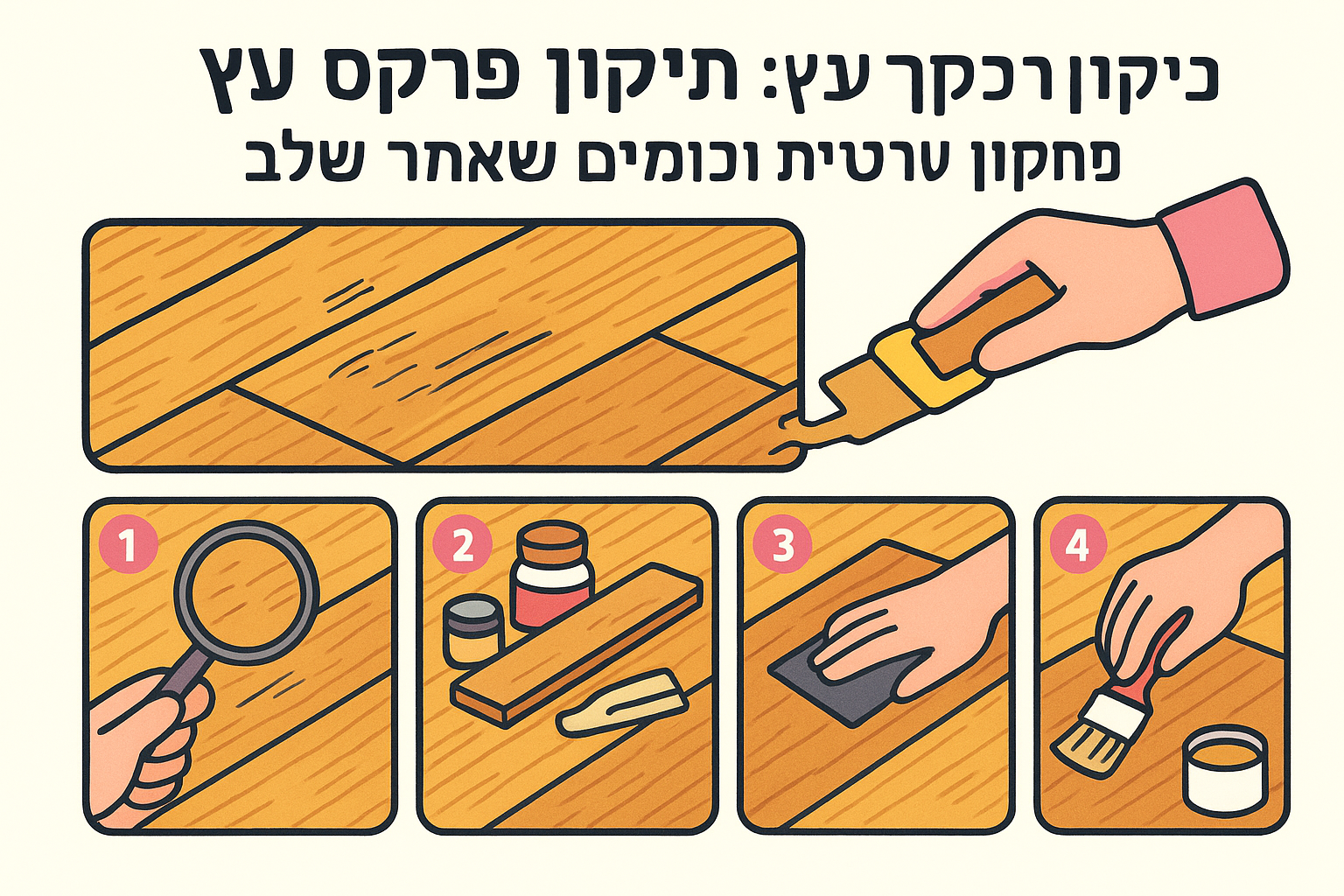 תיקון פרקט עץ: איך לתקן שריטות ופגמים שלב אחר שלב